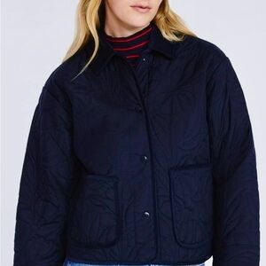 Women's Midnight Blue Floral Quilted Lightweight Jacket
